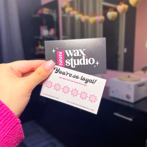 Printed loyalty cards and branding materials for wax studio