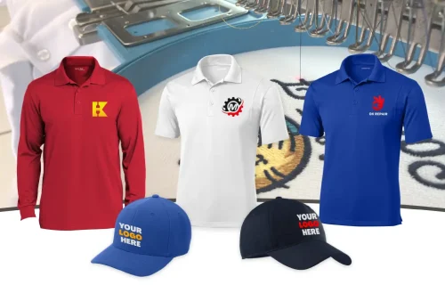 Custom embroidered polos and hats for businesses produced by Miami Epic Tees