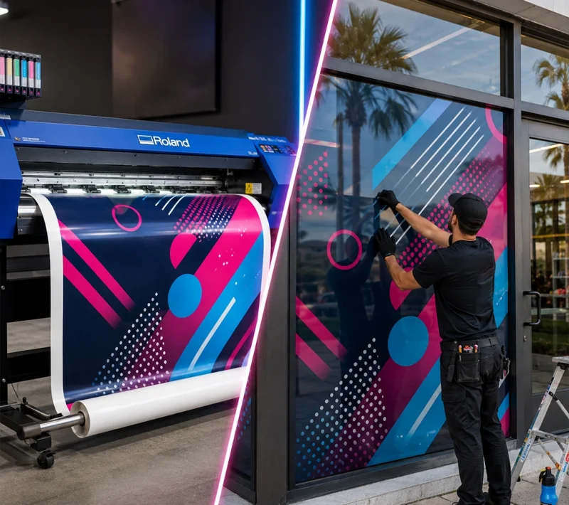 Custom Window Decals & Storefront Graphics Miami Custom window decals and storefront graphics installation for a Miami business using large-format vinyl printing